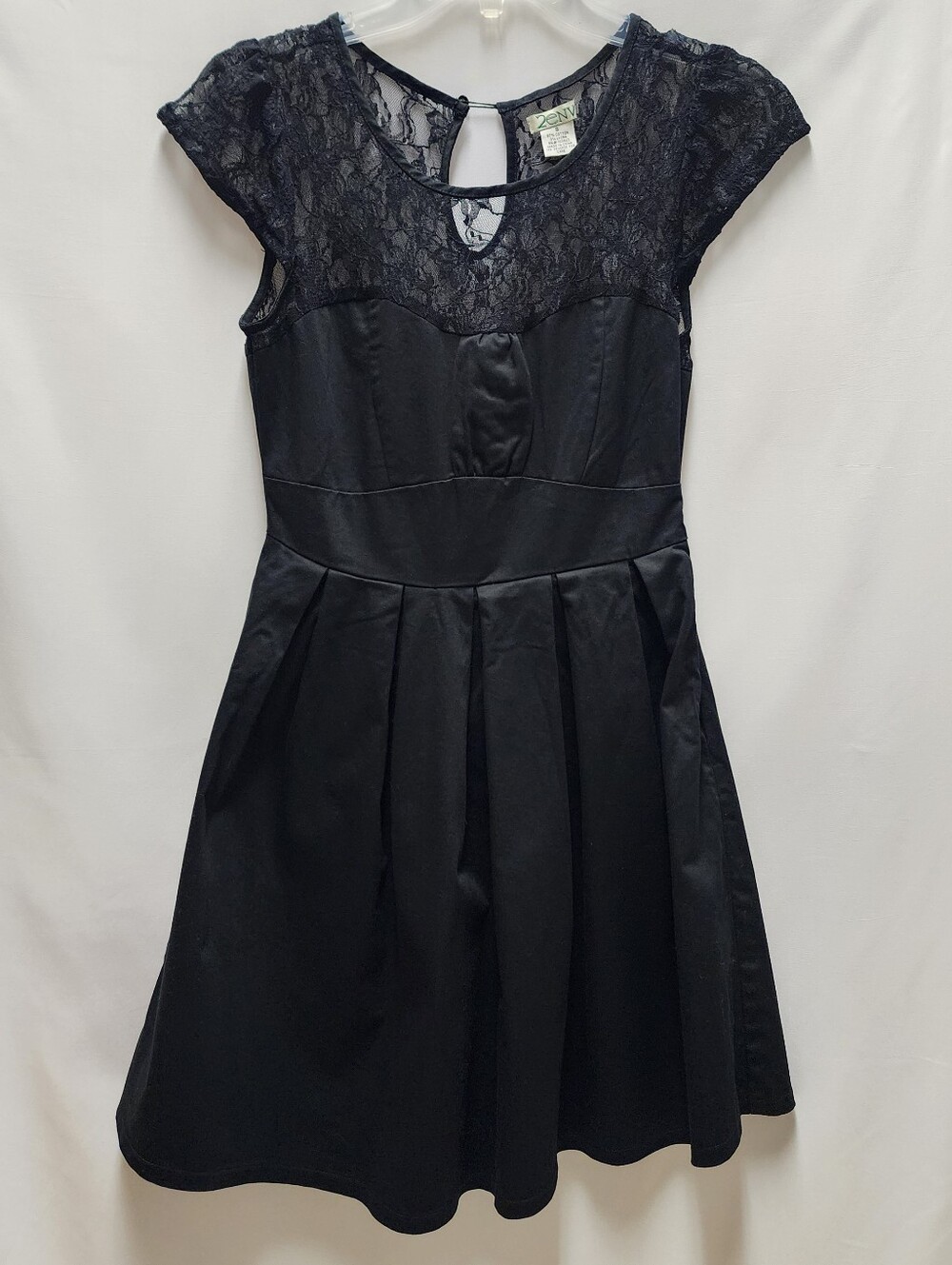 Women's Black Lace-Top Fit & Flare Mini Dress
